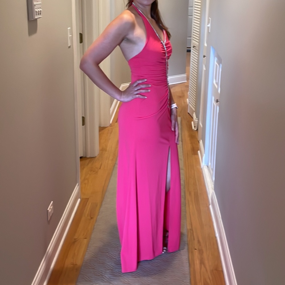 Formal pink rhinestone gown